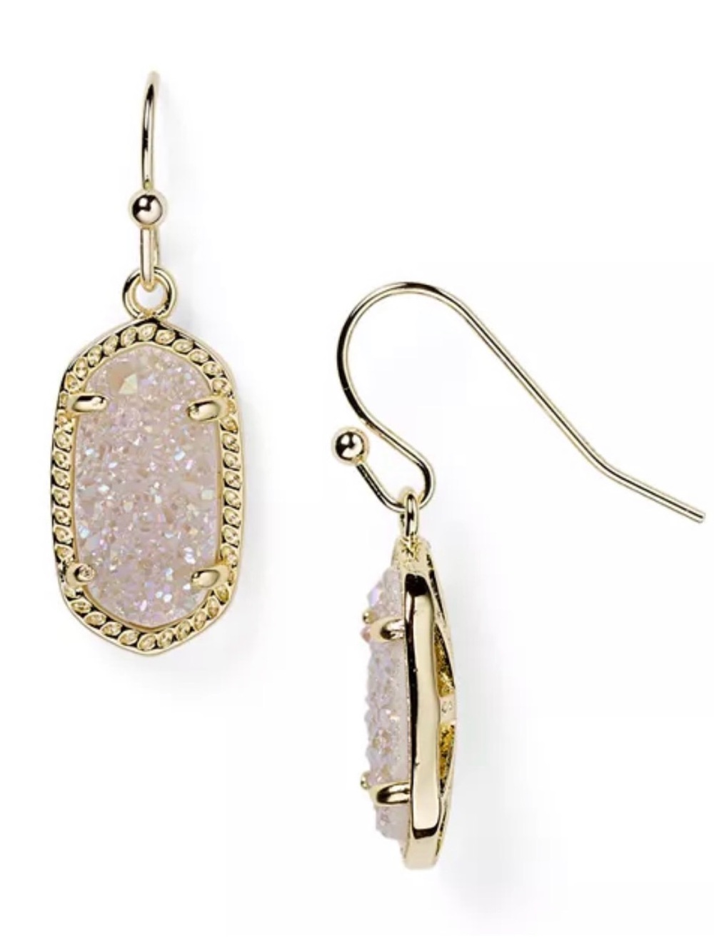 Kendra Scott Lee Gold Drop Earrings in Iridescent Drusy